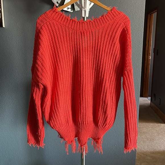 Pink Lily Boutique Hot Salmon Sweater - Picture 2 of 4